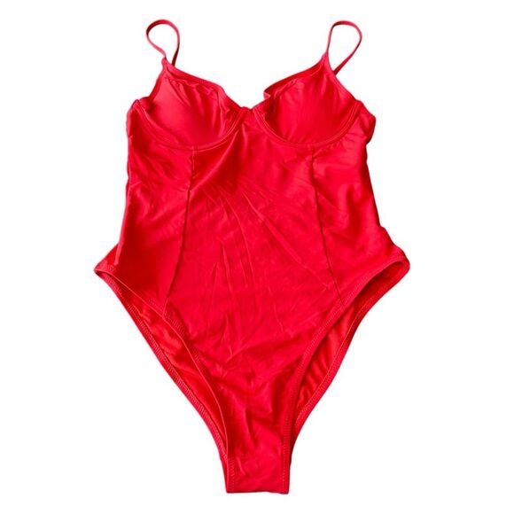 Good American M Showoff Underwire One Piece Swimsuit Bright Poppy Red‎ New - Picture 2 of 12